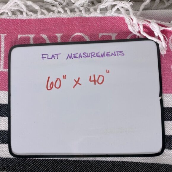 Victoria's Secret Black & White Striped Woven Cotton Beach Blanket W Fringe - Picture 3 of 15